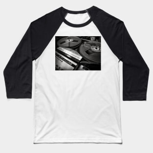 Old magnetophone in black and white Baseball T-Shirt